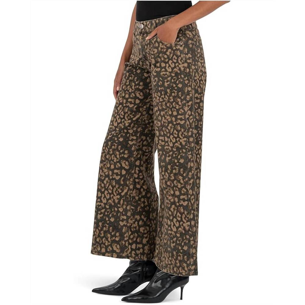 NEW KUT FROM THE KLOTH meg high waist ankle wide leg jeans in wood cheetah - Picture 4 of 4